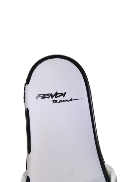 Fendi Women's Open Toe Rubber Slides Sandals White/Black Size 36