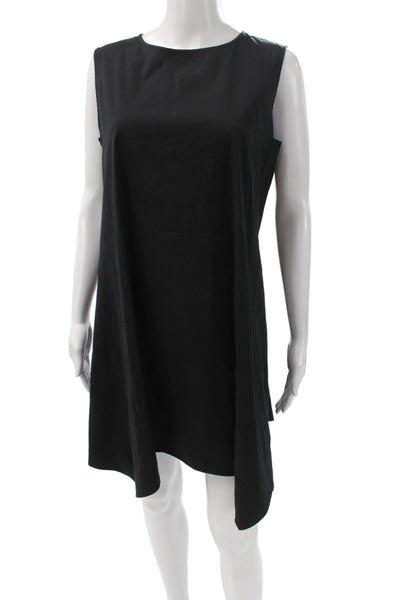 Lafayette 148 New York Women Black Sleeveless Shift Dress Round Neck Size M