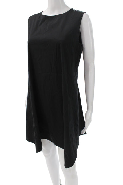 Lafayette 148 New York Women Black Sleeveless Shift Dress Round Neck Size M