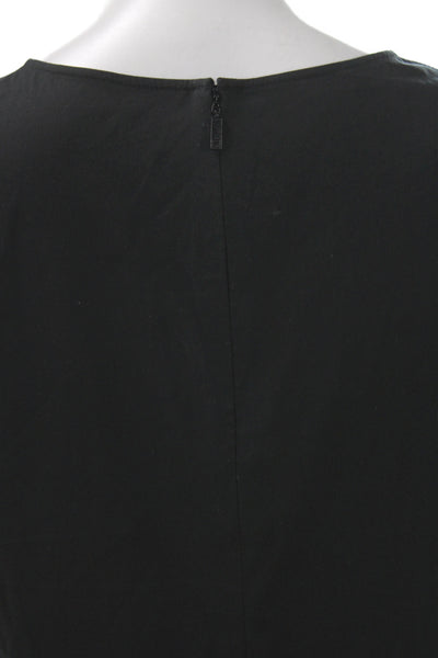 Lafayette 148 New York Women Black Sleeveless Shift Dress Round Neck Size M