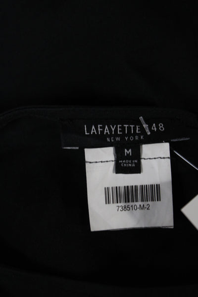 Lafayette 148 New York Women Black Sleeveless Shift Dress Round Neck Size M