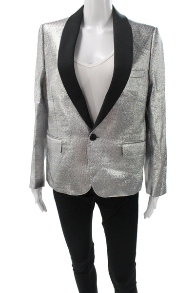 Celine Women Basic Jacket Silver Button Long Sleeve Size 42