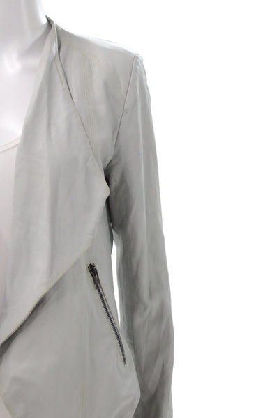 BB Dakota Womens Basic Leather Jacket Gray Zip Size M