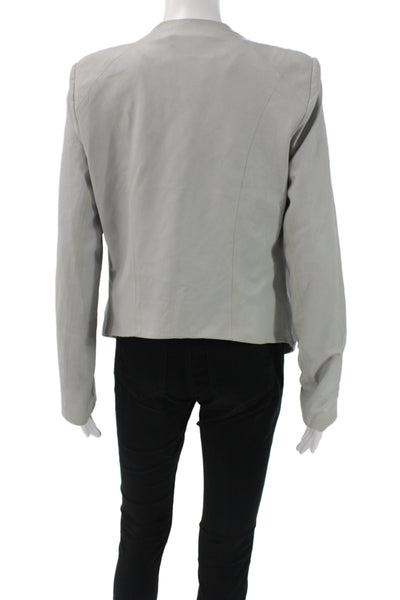 BB Dakota Womens Basic Leather Jacket Gray Zip Size M