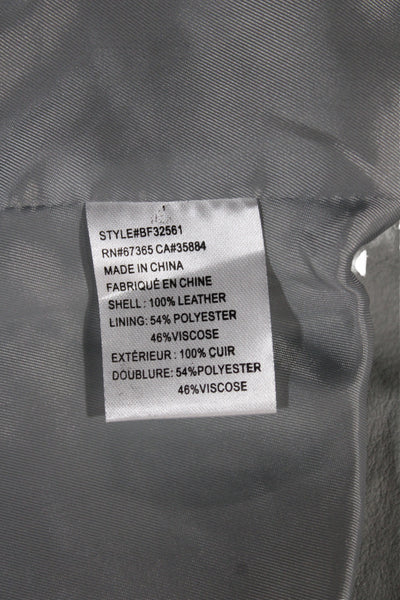 BB Dakota Womens Basic Leather Jacket Gray Zip Size M