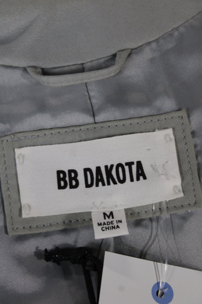 BB Dakota Womens Basic Leather Jacket Gray Zip Size M