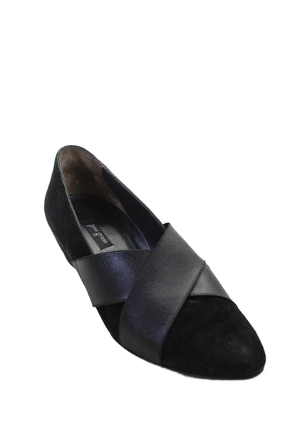 Paul Green Womens Suede Cross Strap Wedge Pumps Black Size 4.5