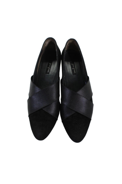 Paul Green Womens Suede Cross Strap Wedge Pumps Black Size 4.5