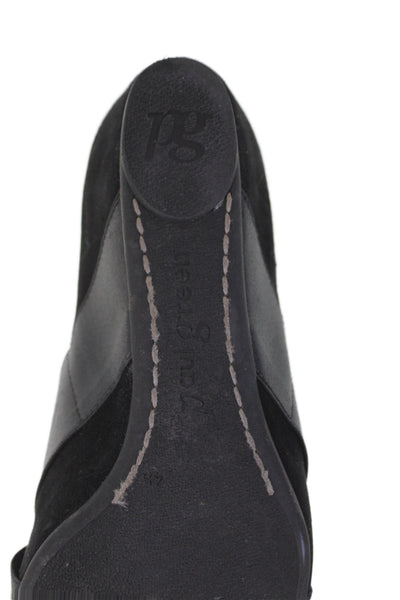 Paul Green Womens Suede Cross Strap Wedge Pumps Black Size 4.5