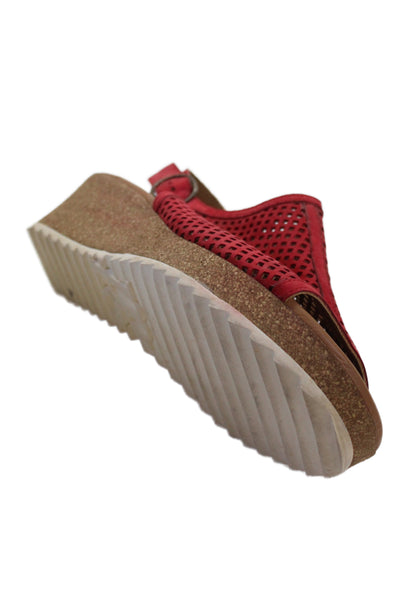 Paul Green Womens Perforated Slingbacks Wedge Sandals Red Size 5