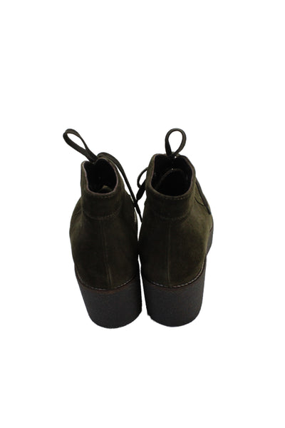Aquatalia Womens Suede Lace Up Platform Wedge Ankle Boots Green Size 7.5