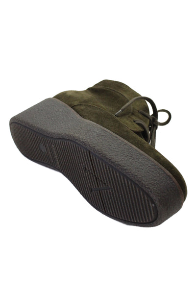 Aquatalia Womens Suede Lace Up Platform Wedge Ankle Boots Green Size 7.5