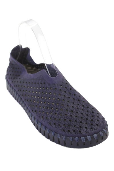Ilse Jacobsen Womens Printed Slide On Flats Blue Black Size 37 7