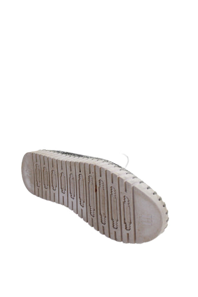 Ilse Jacobsen Womens Snakeskin Print Slide On Flats Grey Black Size 37 7