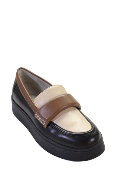Sanctuary Womens Leather Peacemaker Loafers Black Brown Size 7.5 Medium
