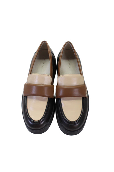 Sanctuary Womens Leather Peacemaker Loafers Black Brown Size 7.5 Medium