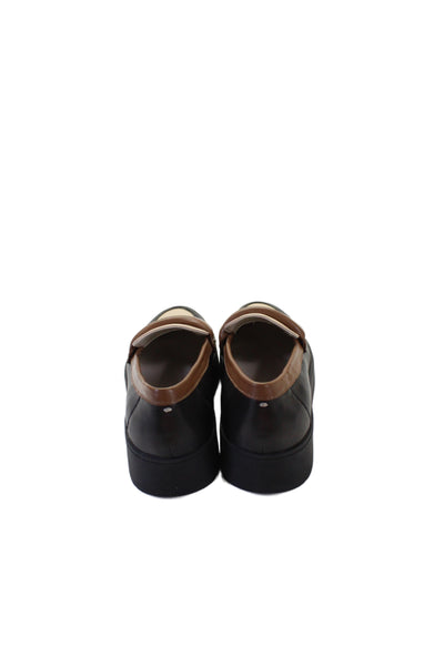 Sanctuary Womens Leather Peacemaker Loafers Black Brown Size 7.5 Medium