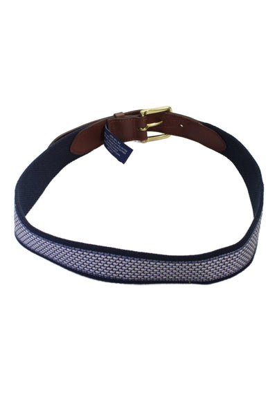Vineyard Vines Mens Medium Width Logo Buckle Belt Navy White Canvas Size 32
