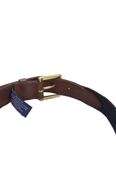 Vineyard Vines Mens Medium Width Logo Buckle Belt Navy White Canvas Size 32