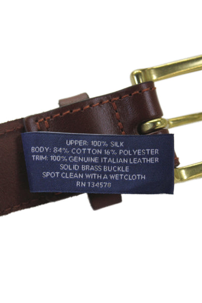Vineyard Vines Mens Medium Width Logo Buckle Belt Navy White Canvas Size 32