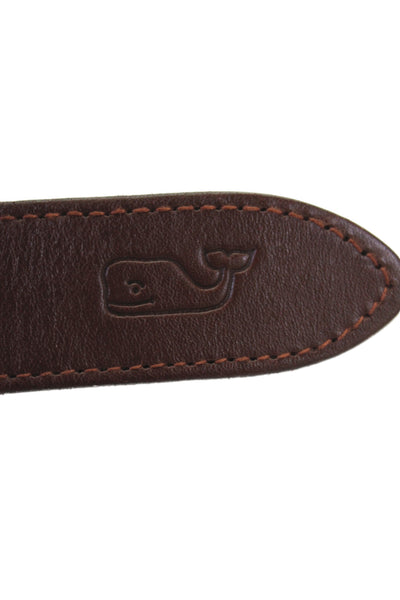 Vineyard Vines Mens Medium Width Logo Buckle Belt Navy White Canvas Size 32