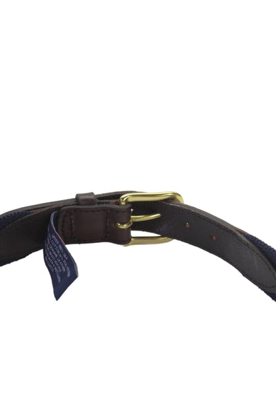 Vineyard Vines Mens Medium Width Logo Buckle Belt Navy Pink Canvas Size 30