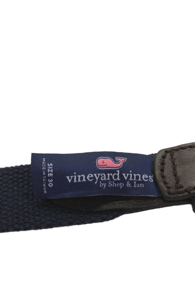 Vineyard Vines Mens Medium Width Logo Buckle Belt Navy Pink Canvas Size 30