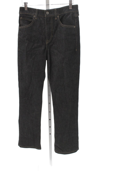 BR Womens Straight Jeans Black Denim Button Mid Rise Size 26