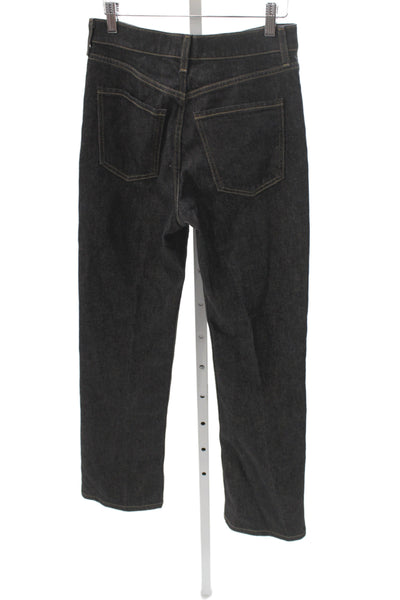 BR Womens Straight Jeans Black Denim Button Mid Rise Size 26