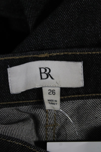 BR Womens Straight Jeans Black Denim Button Mid Rise Size 26