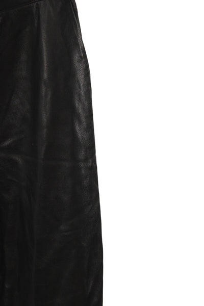 MNG Womens Black Sheep Leather Dress Pants Button Closure Size S
