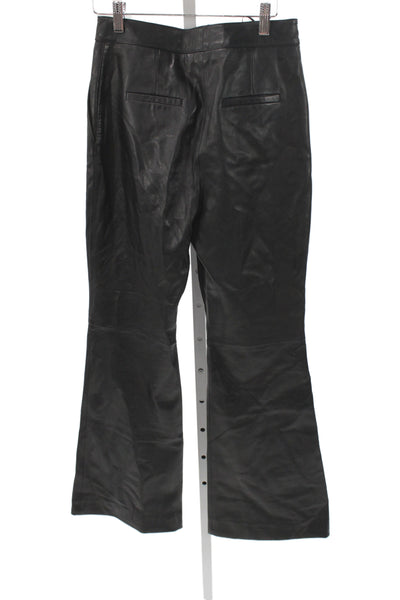MNG Womens Black Sheep Leather Dress Pants Button Closure Size S