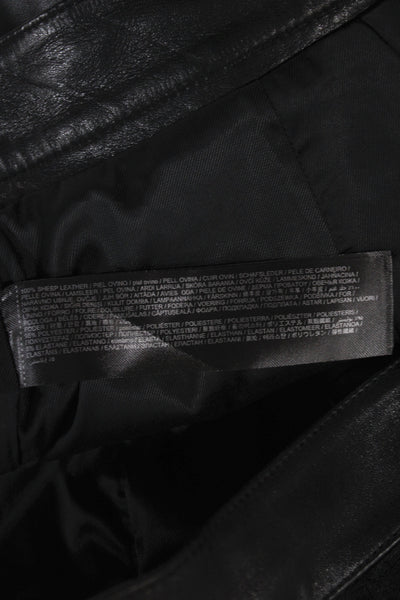 MNG Womens Black Sheep Leather Dress Pants Button Closure Size S