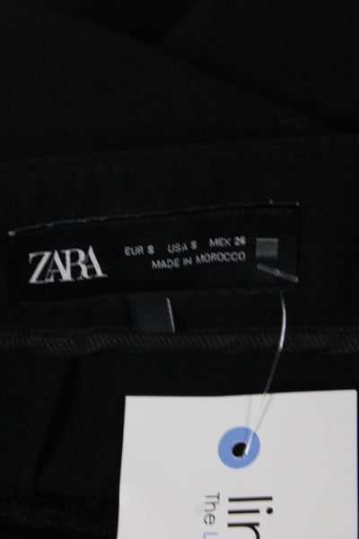 Zara Women Dress Pants Black Solid Button Classic Size S