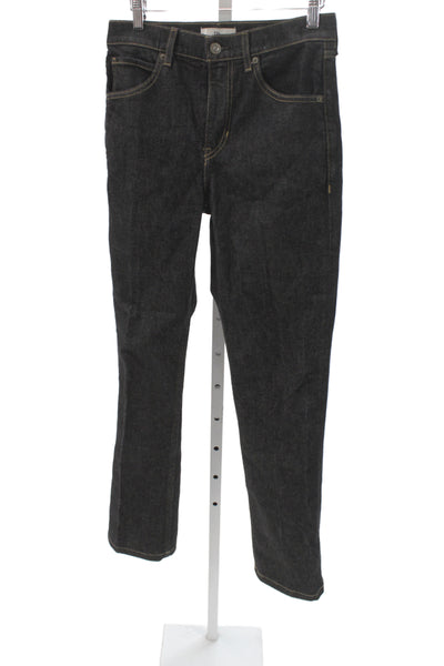 BR Womens Straight Black Jeans Mid Rise Button Cotton Size 26