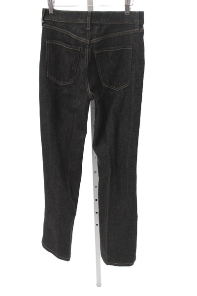 BR Womens Straight Black Jeans Mid Rise Button Cotton Size 26