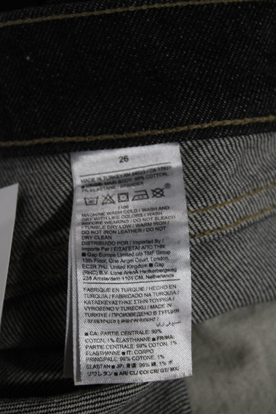 BR Womens Straight Black Jeans Mid Rise Button Cotton Size 26