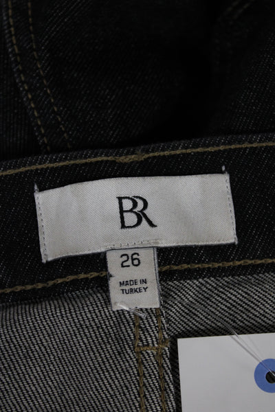 BR Womens Straight Black Jeans Mid Rise Button Cotton Size 26