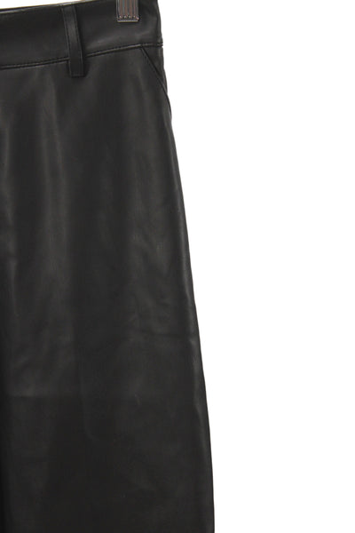 MNG Womens Cropped Black Polyurethane Pants Button Closure Inseam 28 Size 2
