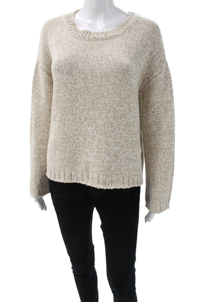 Massimo Alba Women Beige Cotton Pullover Long Sleeve Round Neck Size XS