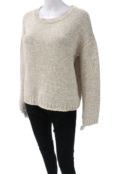 Massimo Alba Women Beige Cotton Pullover Long Sleeve Round Neck Size XS