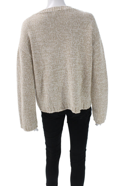 Massimo Alba Women Beige Cotton Pullover Long Sleeve Round Neck Size XS
