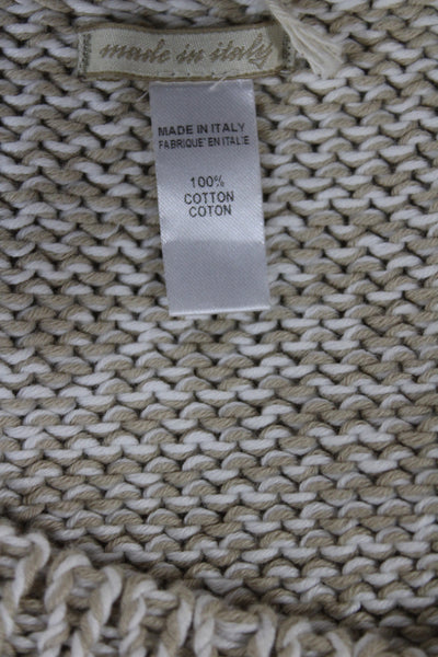 Massimo Alba Women Beige Cotton Pullover Long Sleeve Round Neck Size XS