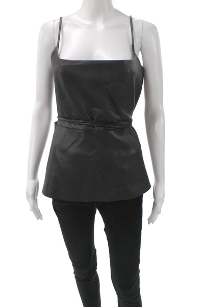 Cedric Charlier Womens Camisole Black Square Neck Tie Sleeveless Size 8