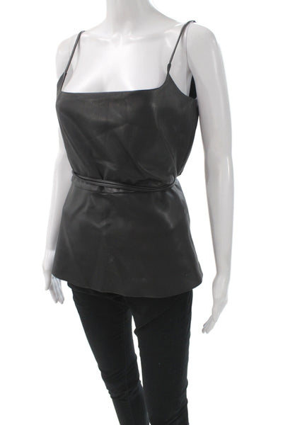 Cedric Charlier Womens Camisole Black Square Neck Tie Sleeveless Size 8
