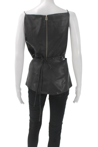 Cedric Charlier Womens Camisole Black Square Neck Tie Sleeveless Size 8