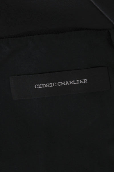 Cedric Charlier Womens Camisole Black Square Neck Tie Sleeveless Size 8