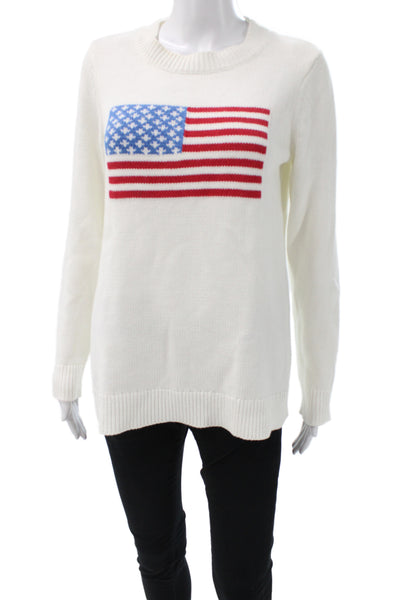 STS Sail To Sable Womens Pullover Sweater White Striped Long Sleeve Size S