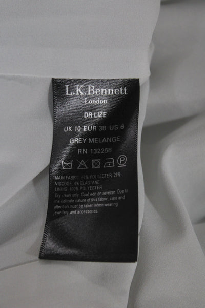 L.K. Bennett Womens Gray Sheath Dress Sleeveless Round Neck Business Size 6
