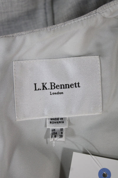 L.K. Bennett Womens Gray Sheath Dress Sleeveless Round Neck Business Size 6